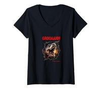 Mujer GROOAAHH! Dangerous Like a Dino Peligro Dinosaurio T. Rex Camiseta Cuello V