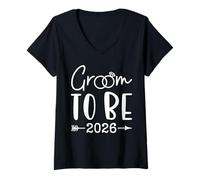 Mujer Groom to be 2026 Future Husband Bachelor Wedding Matching Camiseta Cuello V