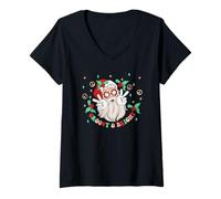 Mujer Groovy and Bright Santa Claus Peace Love Christmas Hippie Camiseta Cuello V