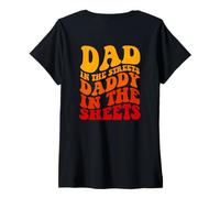 Mujer Groovy Dad In The Streets Daddy In The Sheets (en la parte posterior) Camiseta Cuello V