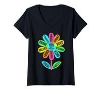 Mujer Groovy Flower You Are Brave Kind Mental Health Awareness Camiseta Cuello V