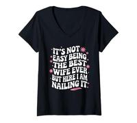 Mujer Groovy Funny Wife | No es fácil ser la Mejor Esposa de Todos los Tiempos Camiseta Cuello V