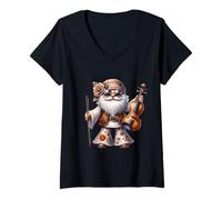 Mujer Groovy Hippie GNOME Graphic For Music Teacher Funny Violin Camiseta Cuello V
