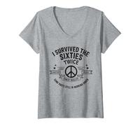 Mujer Groovy I SURVIVED My SIXTIES TWICE Todas las piezas originales Camiseta Cuello V