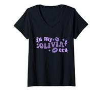 Mujer Groovy In My Olivia Era Para Hombres, Mujeres, Niños, Divertidos Dichos Meme Camiseta Cuello V