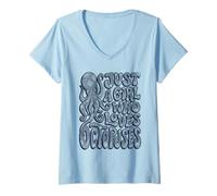 Mujer Groovy Just A Girl Who Loves Pulpuses Retro Camiseta Cuello V