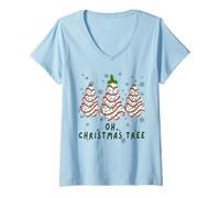 Mujer Groovy Oh Christmas Tree Funny Christmas Tree Cake Lovers Camiseta Cuello V