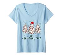 Mujer Groovy Oh Christmas Tree Funny Christmas Tree Cake Lovers Camiseta Cuello V