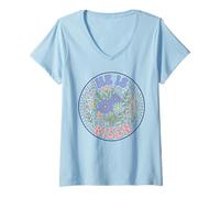 Mujer Groovy Retro Floral He Is Risen Pascua Jesús Cristianismo Camiseta Cuello V