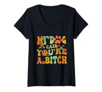 Mujer Groovy Vintage My Dog Said You'Re A Bitch Funny Hombres Mujeres Camiseta Cuello V