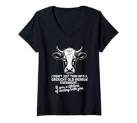 Mujer Grouchy Old Woman Cow Sarcastic Lifetime Humor Camiseta Cuello V