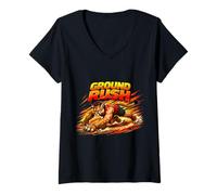 Mujer Ground Power Beast Runner Energía Diseño Gráfico Camiseta Cuello V