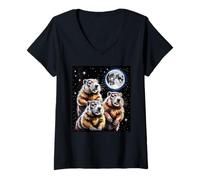 Mujer Groundhogs Under The Moon Arte Natural Camiseta Cuello V
