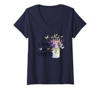 Mujer Grow In Grace 2 Pedro 3:18 Inspiración Floral Camiseta Cuello V