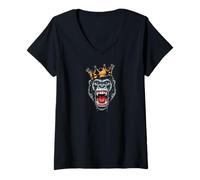 Mujer Growling Scary Silverback Gorilla Face Monkey Angry Camiseta Cuello V
