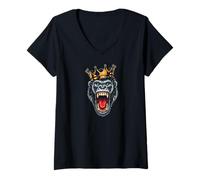 Mujer Growling Scary Silverback Gorilla Face Monkey Angry Camiseta Cuello V