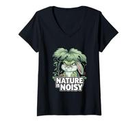 Mujer Grumpy Bunny LA NATURALEZA ES RUIDO Vida Silvestre Humor Divertido Conejo Camiseta Cuello V