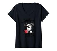 Mujer Grumpy Dog - No me Gusta la mañana o Las mañanas o la Gente Camiseta Cuello V