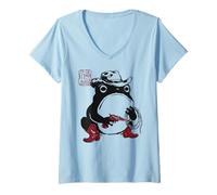 Mujer Grumpy Frog Funny Cowboy Howdy Western Anime Japonés Camiseta Cuello V