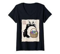 Mujer Grumpy Frog Funny Easter Bunny Anime Japonés Camiseta Cuello V