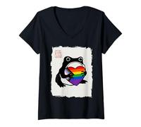 Mujer Grumpy Frog Japanese Men Women Pride Month Camiseta Cuello V
