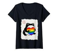 Mujer Grumpy Frog Japanese Men Women Pride Month Camiseta Cuello V