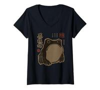 Mujer Grumpy Japanese Frog Funny Vintage Grunge Camiseta Cuello V