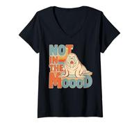 Mujer Grumpy Walrus Not Feeling It - Diseño Retro Vintage Camiseta Cuello V
