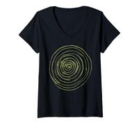 Mujer Grunge Spiral Abstract Nature Vintage y2k Earthy Green Camiseta Cuello V