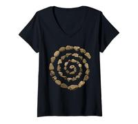 Mujer Grunge Stone Spiral 90s Vintage Nature Goblincore Geology Camiseta Cuello V