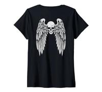 Mujer Grunge Wings Angel On Back Skull y2k 2000s Goth EMO Harajuku Camiseta Cuello V