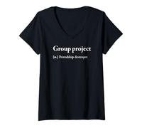 Mujer Grupo Proyecto Definición Broma Gracioso Secundaria Oficina Humor Camiseta Cuello V