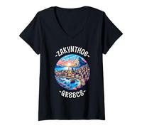 Mujer Grupo Zakynthos Grecia Y Zante Camiseta Cuello V