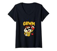 Mujer GRWM Ice Cream Lover Dreams Funny Postre Obsessed Trend Camiseta Cuello V