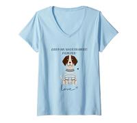 Mujer GSP Dog Love Adorable Puntero alemán de Pelo Corto Camiseta Cuello V