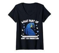 Mujer Guacamayo Jacinta Amante del Loro Qué Parte Guacamayo Jacinto Camiseta Cuello V
