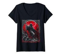 Mujer Guadaña de la Parca Ángeles caídos Arte de Terror gótico Oscuro Camiseta Cuello V