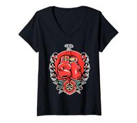 Mujer Guantes de Boxeo x Rose x Chain Link Traditional Tattoo Flash Camiseta Cuello V
