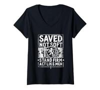 Mujer Guardado No S0ft Stand Firm ActLike Christian Men Religious Camiseta Cuello V