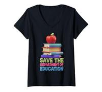 Mujer Guardar el Departamento de Educación Maestro Educador Padre Camiseta Cuello V