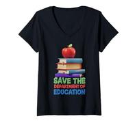 Mujer Guardar el Departamento de Educación Maestro Educador Padre Camiseta Cuello V