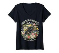 Mujer Guardián del Jardín Perdido Entre Flores Silvestres Camiseta Cuello V