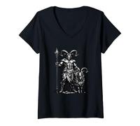 Mujer Guardián demoníaco Azazel y su compañero de Cabra Camiseta Cuello V