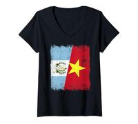 Mujer Guatemala Vietnam Media Bandera Guatemalteca Vietnamita Historia Camiseta Cuello V