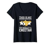 Mujer Guepardos Este es mi Disfraz Humano, Soy Realmente un Guepardo Camiseta Cuello V