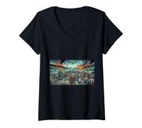Mujer Guerra de los Mundos Ciencia Ficción La Gran Escape Inglaterra Camiseta Cuello V