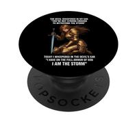 Mujer Guerrera Armadura de Dios Tormenta Diseño de Cita PopSockets PopGrip Adhesivo