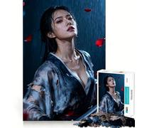 Mujer guerrera bajo la Lluvia con Espada Rompecabezas de 1000 Piezas para Adolescentes Juego Divertido con Encaje Huecos Actividad Nocturna para Toda la Familia (50x75cm)