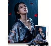 Mujer guerrera bajo la Lluvia con Espada Rompecabezas de 1000 Piezas para Adultos Ideal para estimular el Pensamiento crítico y la relajación Ajuste Firme (38x52cm)
