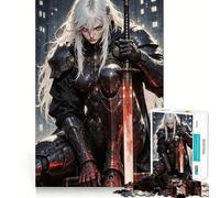 Mujer guerrera con Espada Sagrada Rompecabezas de 1000 Piezas para Adultos Juguete Que desafía la Mente Corte preciso alineación Actividad Divertida para Toda la Familia (38x26cm)